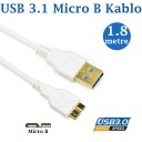 USB 3.1 Erkek Micro B Erkek Harddisk Kablosu Beyaz - 1,8M