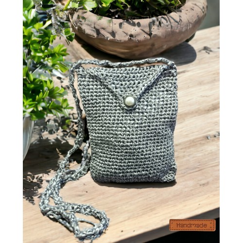 HandMade Tasarım Örgü Omuz Çantası Koyu Gri