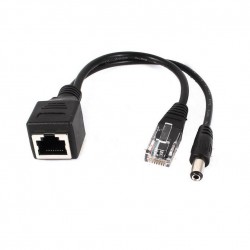 RJ45 F/M + DC Power 5.5x2.1mm M Ethernet Splitter Adaptör Kablosu - 10CM