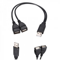 USB 2.0 A Male plug to 2 dual USB A Female jack Y splitter Hub adapter Kablo - 30CM