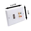 USB 2.0 Port & 2 RCA/PHONO Female Gold Wall Outlet Dual Audio Socket Face Plate ABS