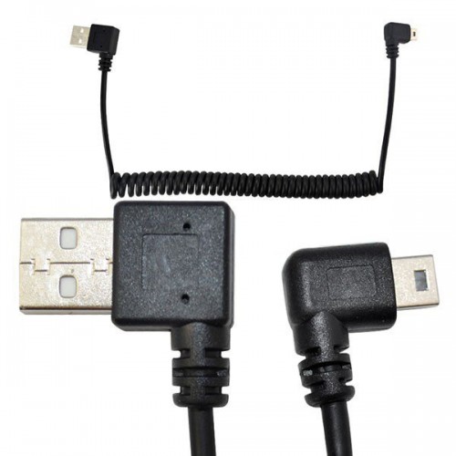 Mini USB Erkek to USB 2.0 Erkek Açılı Spiral Kablo - 1,5Metre
