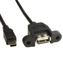 USB 2.0  A F / Mini M - 45CM - Nickel/Black